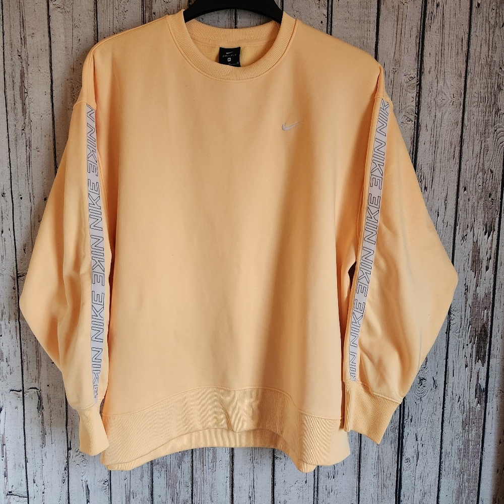 Nike Dri-FIT Peach Oversized Crewneck Sweatshirt Logo Taping Medium RETRO SPORTY - Picture 2 of 9